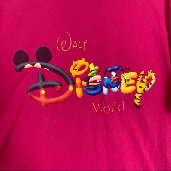 Vintage Walt Disney World Mickey Inc. T-Shirt Adult Size XLarge  Hot Pink Cotton - Picture 5 of 11